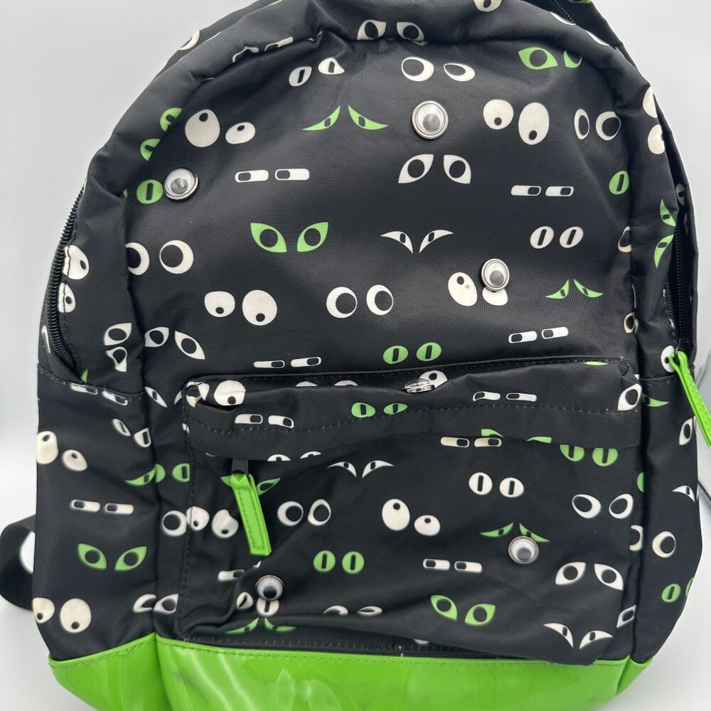 Target Kids Backpack With Eye Pattern Black & Green Polyester